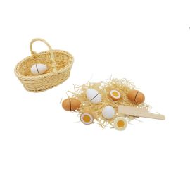 Wooden cutting eggs set in Basket