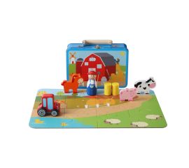 Farm Playset with Puzzle in Tin