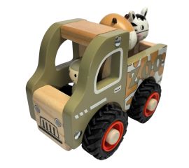 Wooden Zoo Truck Toy with Animal Figurines