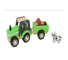 Green Farm Tractor with Trailer 