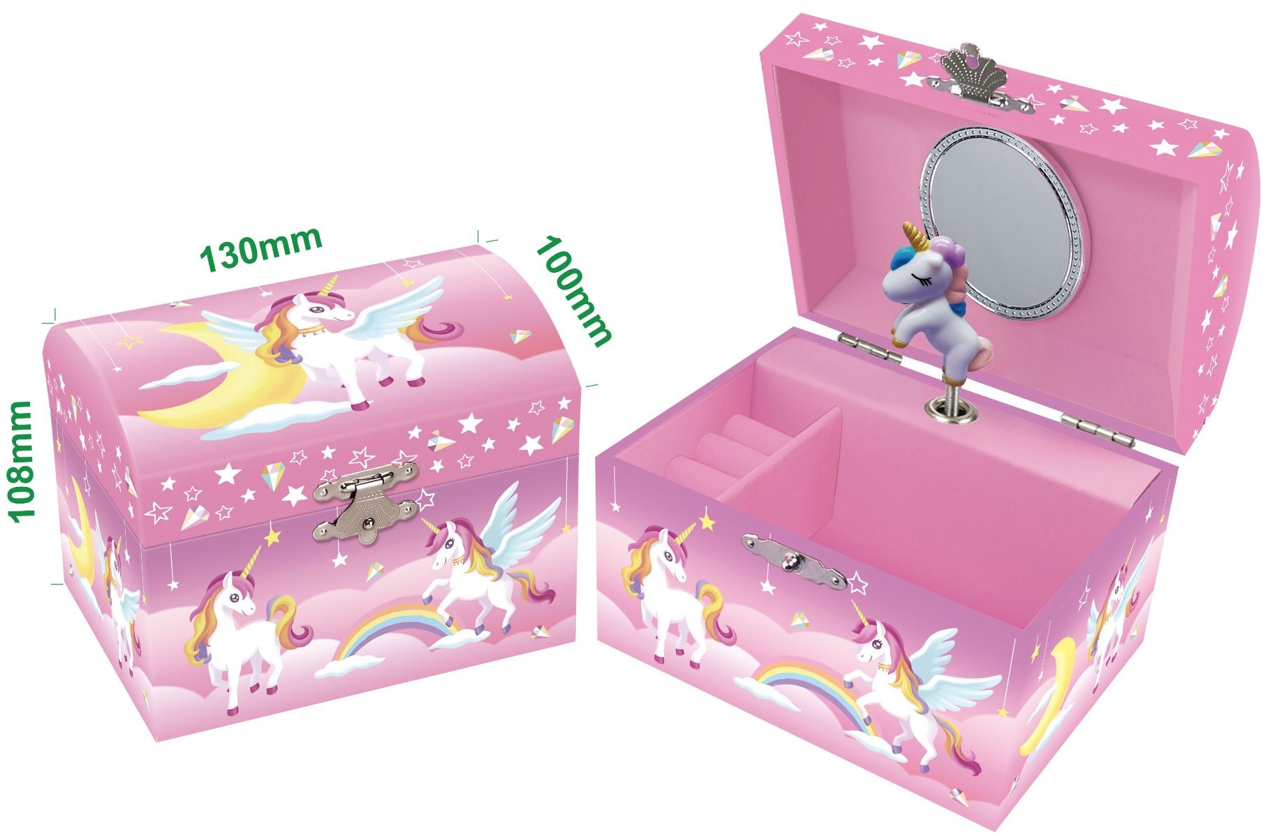 Dome Shape Musical Jewelry Box-Unicorn