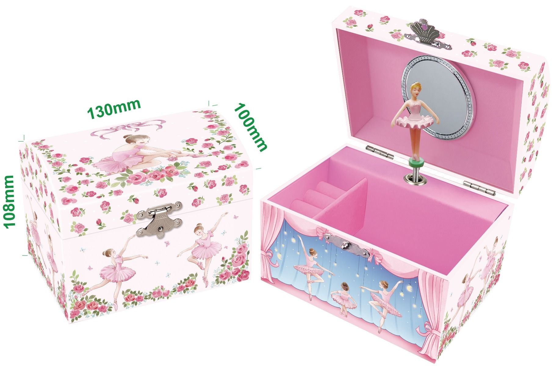 Dome Shape Musical Jewelry Box-Ballerina