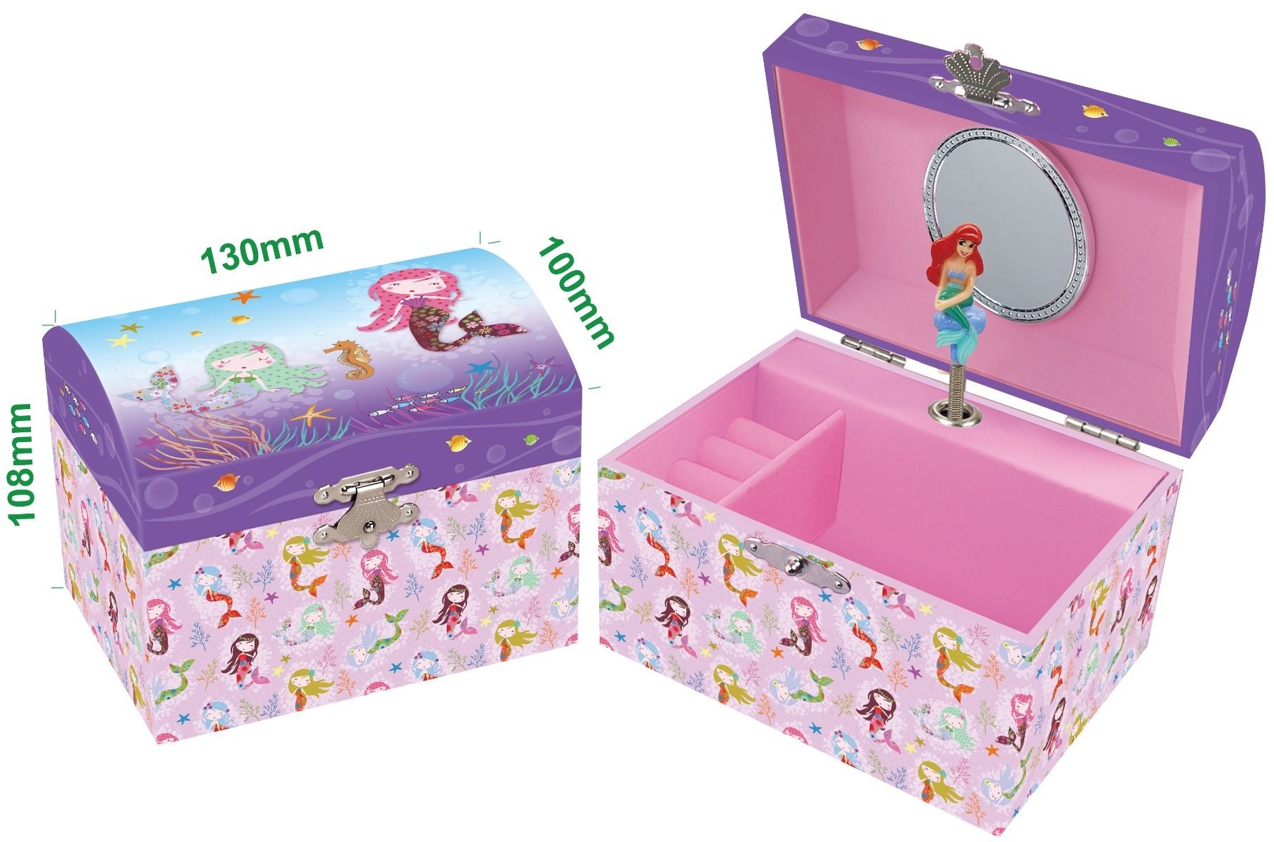 Dome Shape Musical Jewelry Box-Mermaid