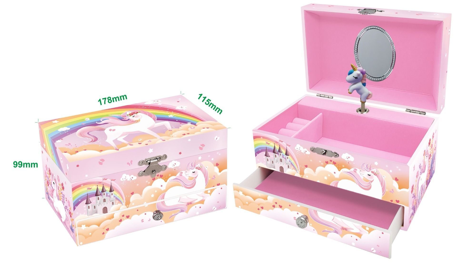 Musical Jewelry Box-Rainbow Unicorn