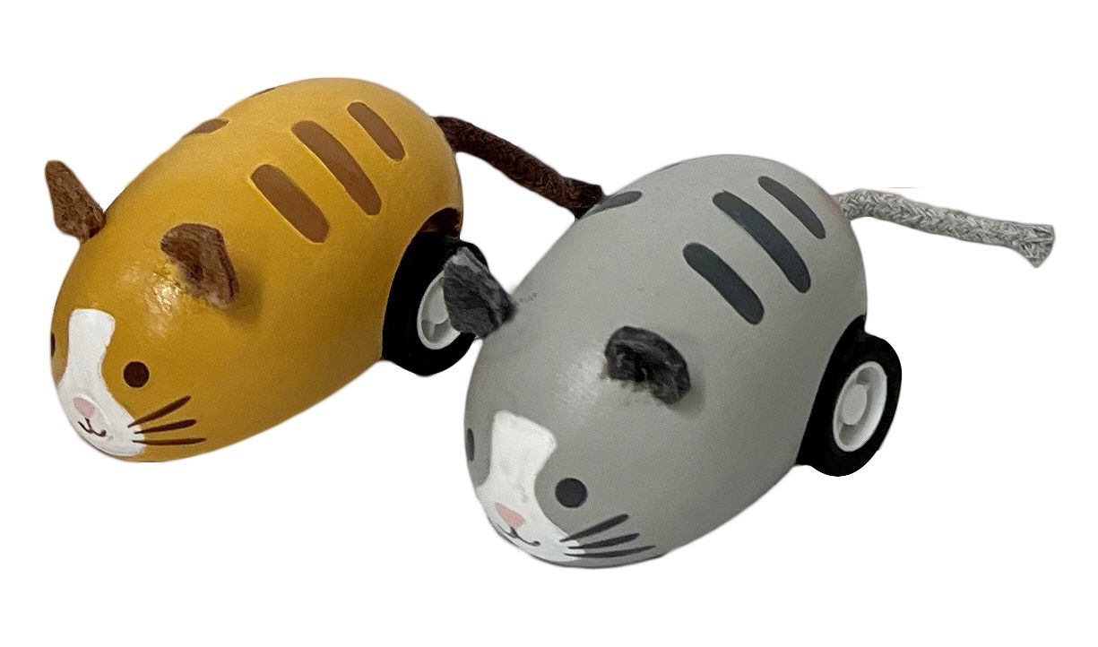 Wooden Pullback Cat
