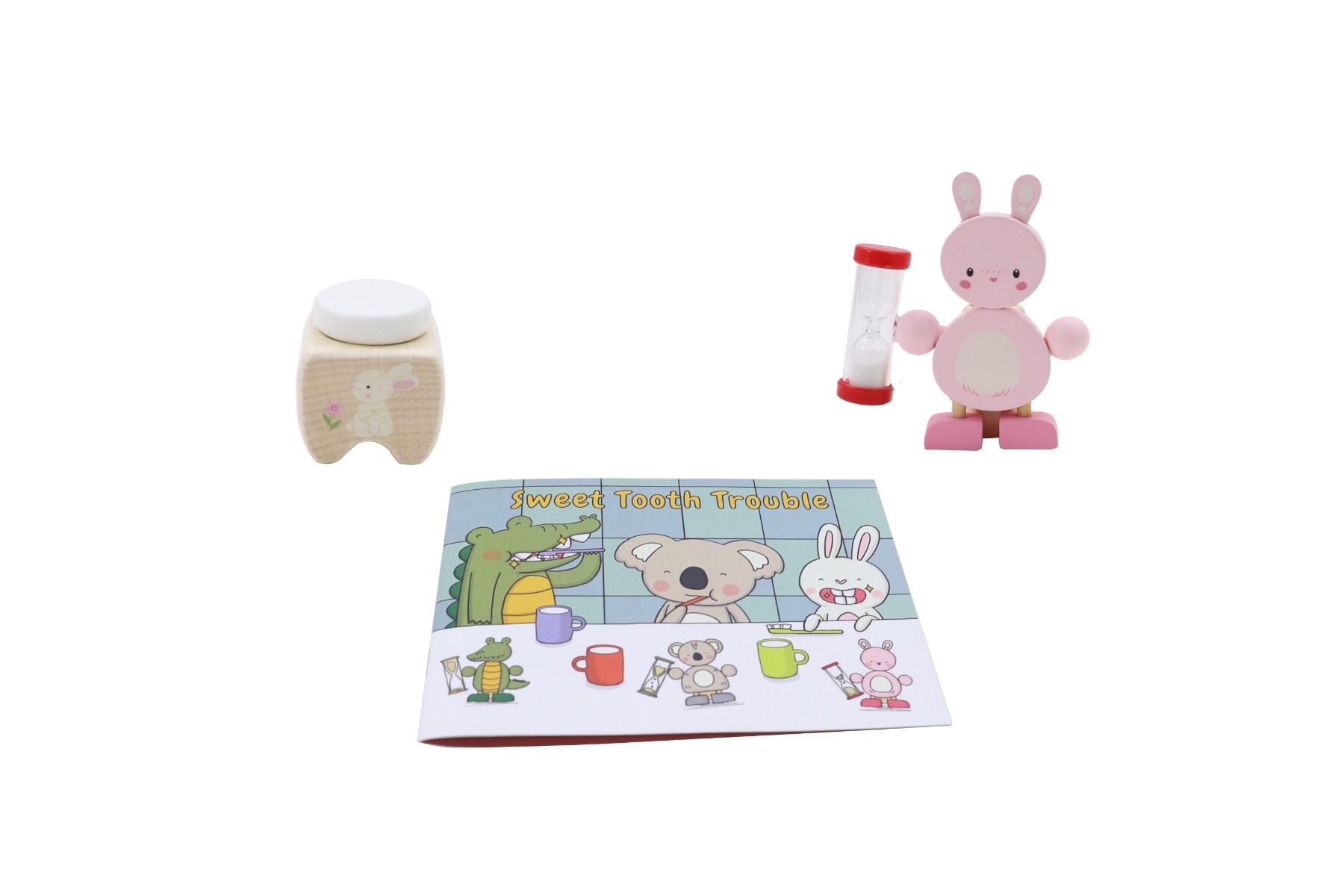 Wooden Happy Teeth Duo with Story Book-Bunny