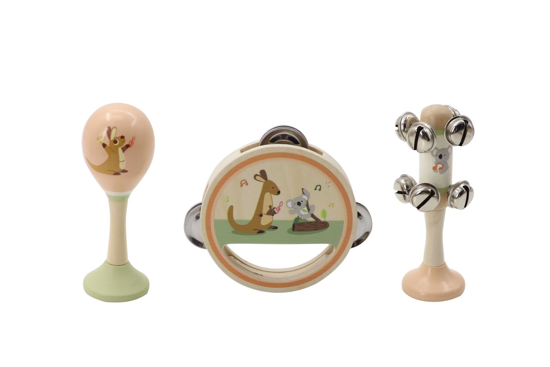 Wooden Kangaroo & Koala Musical Set