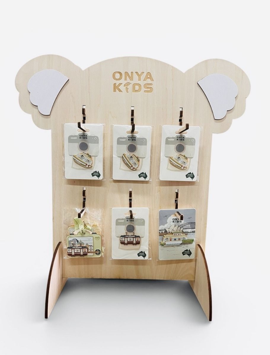 Wooden Koala Shaped Display Stand for Enamel Pins and Magnets