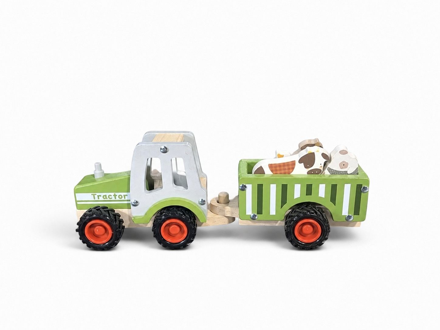 Onya Kids Green Tractor with farm animals and a farmer