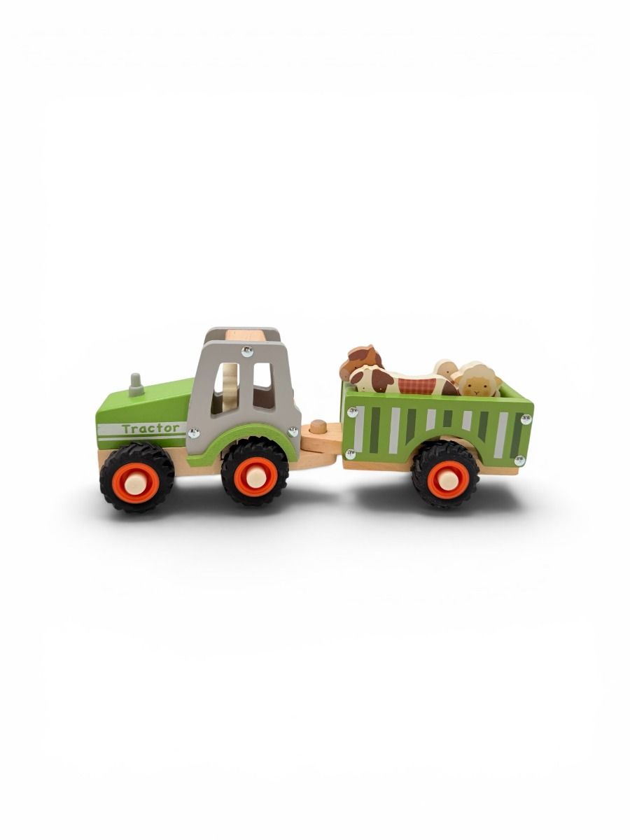Onya Kids Green Tractor with farm animals and a farmer