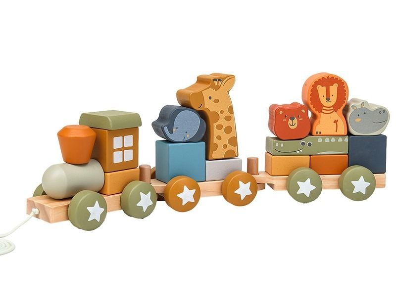 Wooden Animal Stacking Train