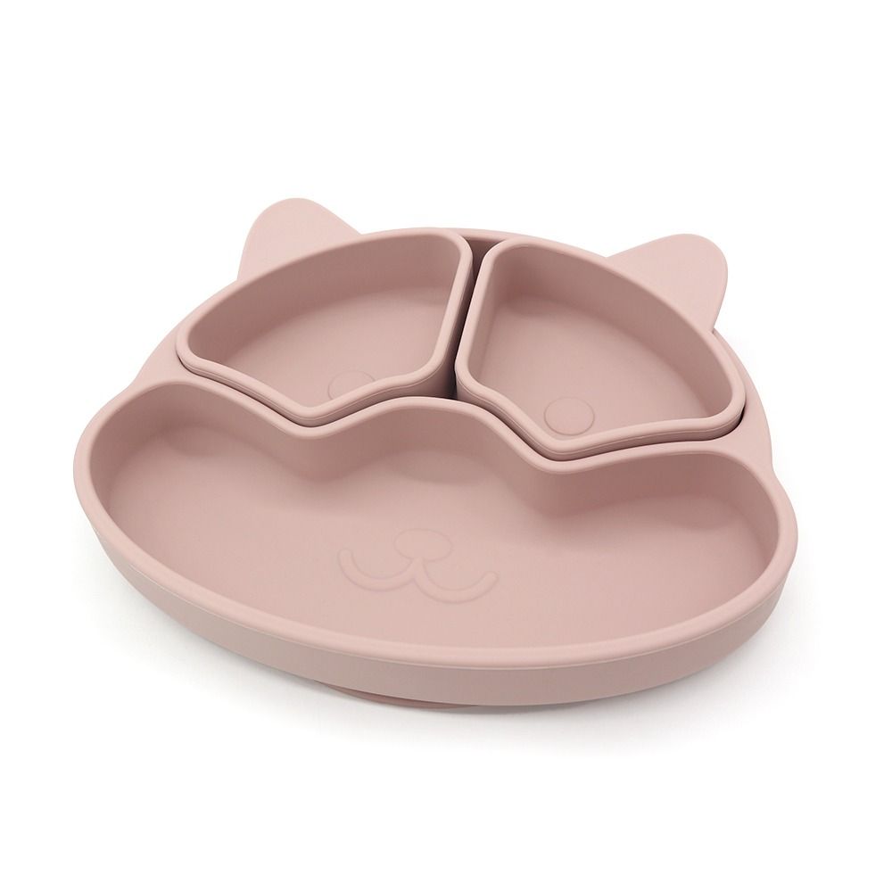 Pink Silicone Baby Feeding Plate