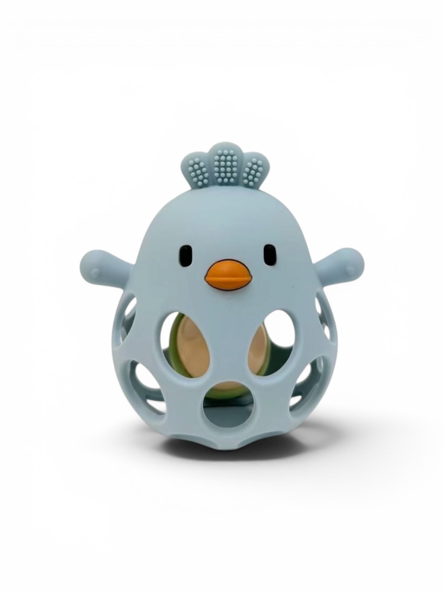 Blue Silicone Chicken Teether with Bell